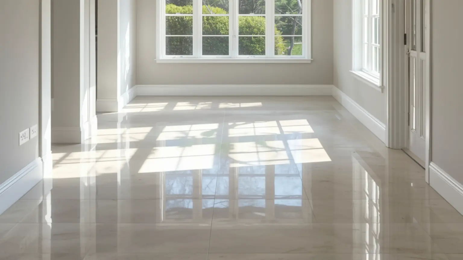 home floor polished, renewed, and pristine.