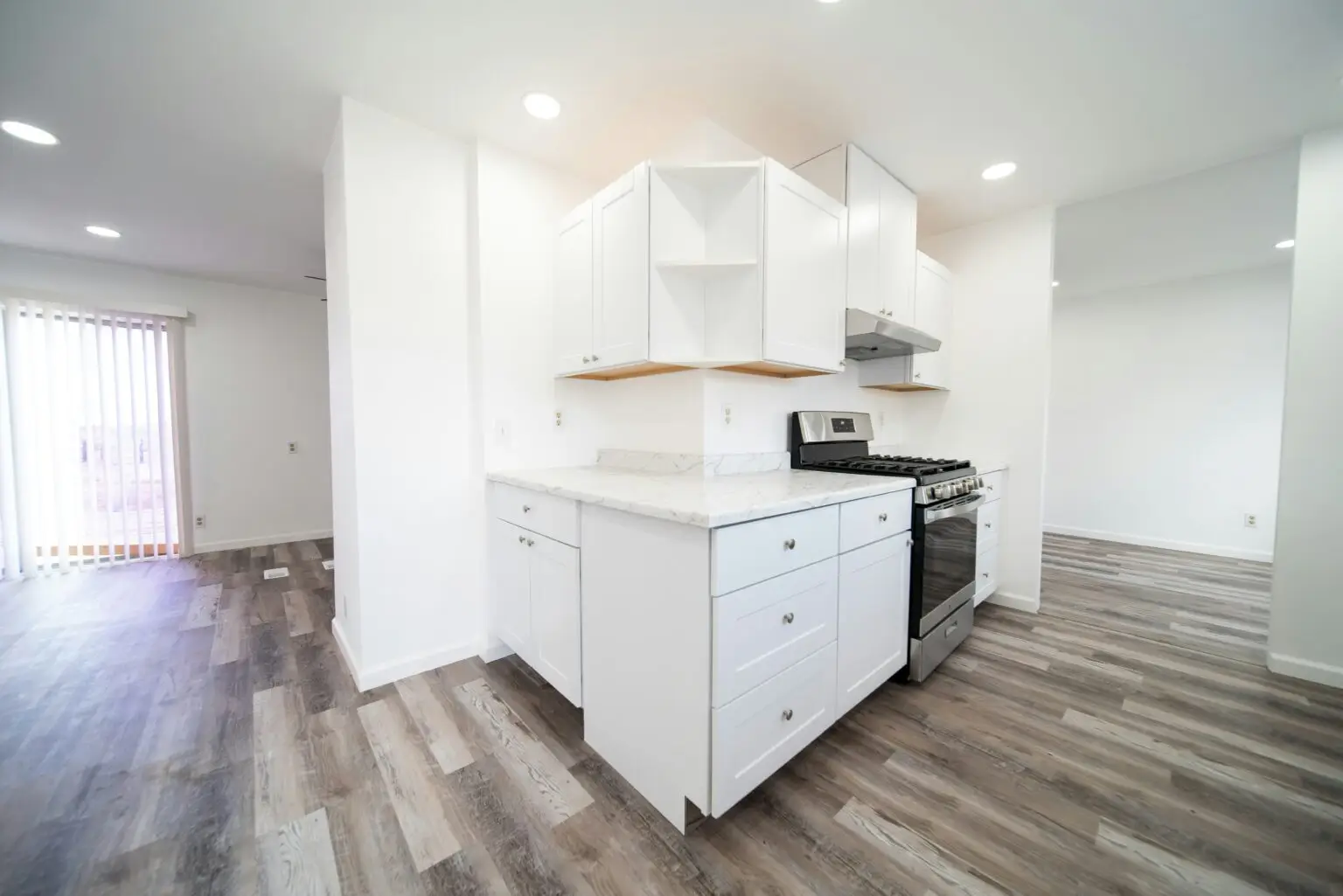 Kitchen after a remodeling project and a post-construction cleaning service