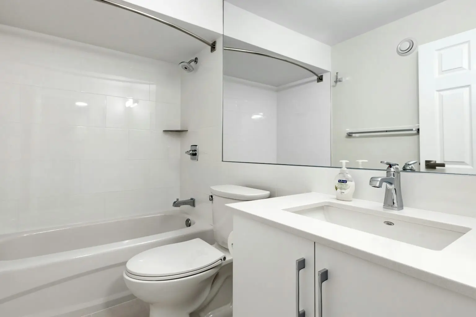 Bathroom after being finished and receiving a post-construction cleaning by Blue Kangaroo Experts